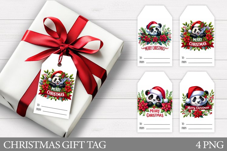 Christmas Gift Tags. Christmas Panda Gift Tag Printable