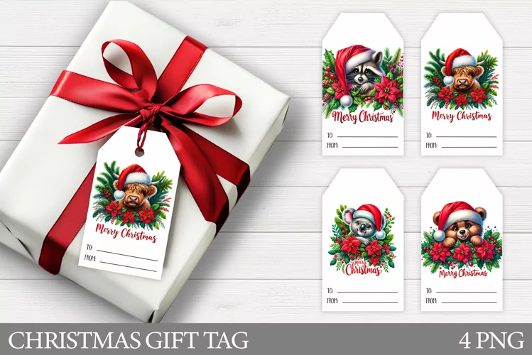 Christmas Gift Tags. Christmas Animals Gift Tag Printable