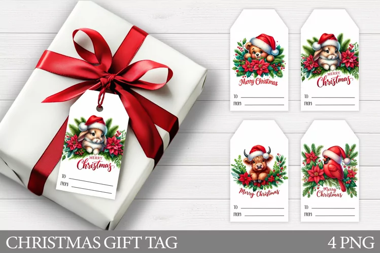 Christmas Animals Gift Tag. Christmas Gift Tags Printable