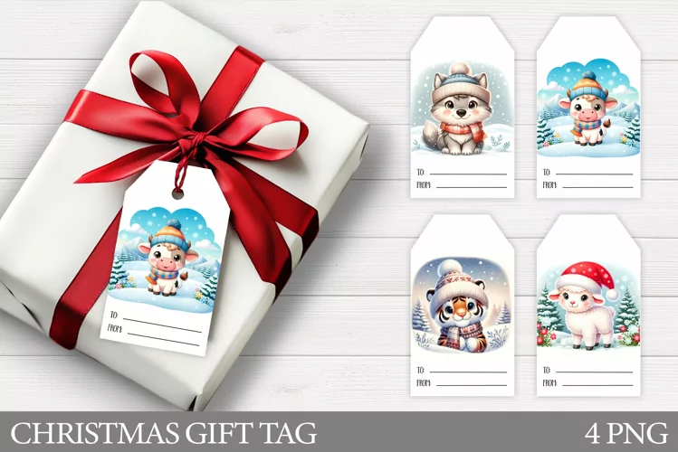 Christmas Gift Tags. Christmas Animals Gift Tag Printable