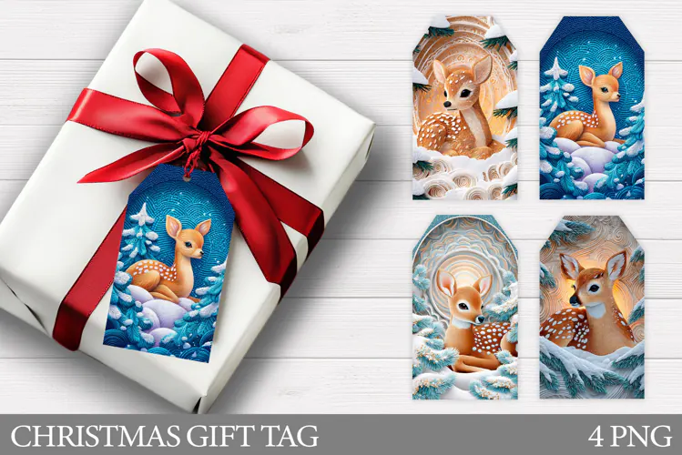 Christmas Deer Gift Tag . Christmas Gift Tag Design
