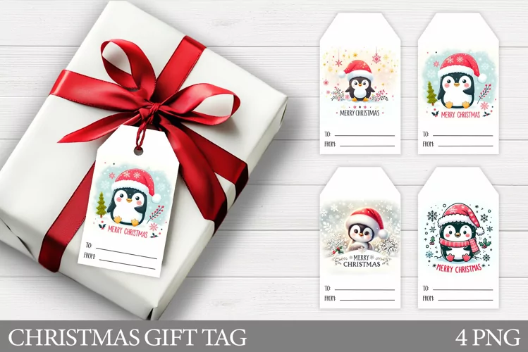 Christmas Gift Tags. Christmas Penguin Gift Tag Printable
