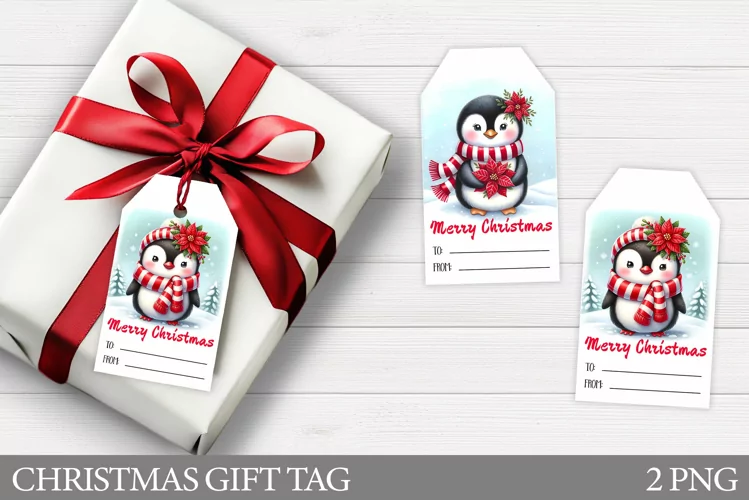 Christmas Gift Tags. Christmas Penguin Gift Tag Printable