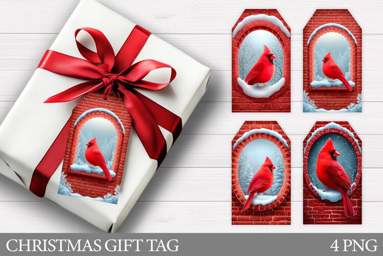 Christmas Cardinal Gift Tag . Christmas Gift Tag Printable example image 1