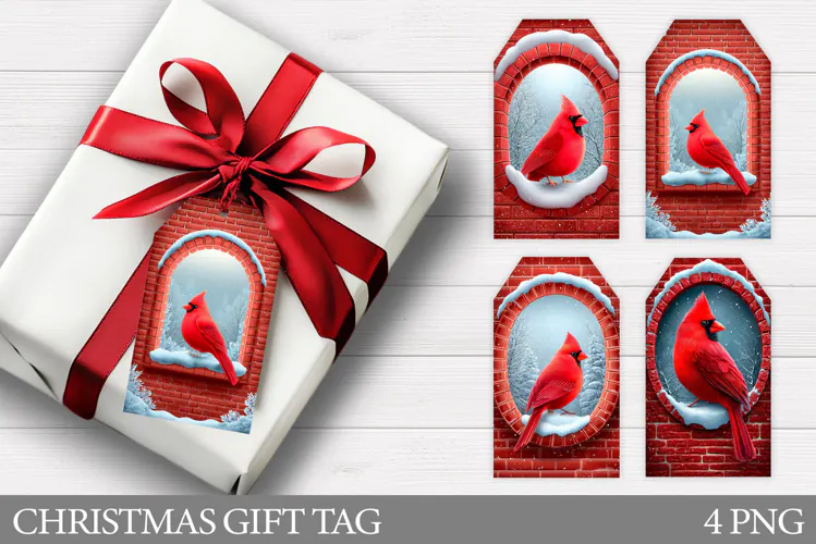 Christmas Cardinal Gift Tag . Christmas Gift Tag Printable