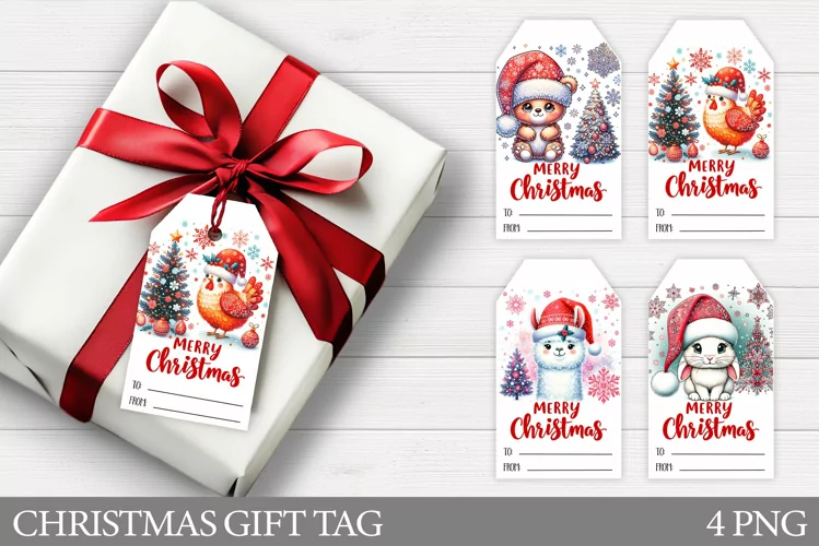 Christmas Animals Gift Tag. Christmas Gift Tag Printable