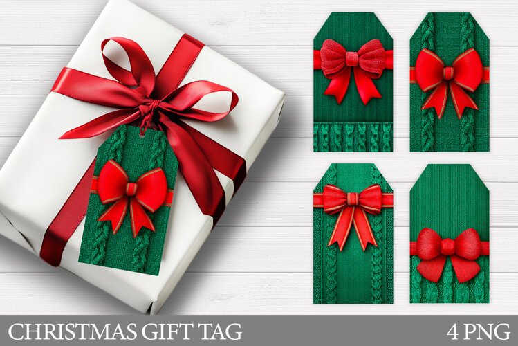 Christmas Bow Gift Tag Design. Christmas Gift Tag Printable example image 1
