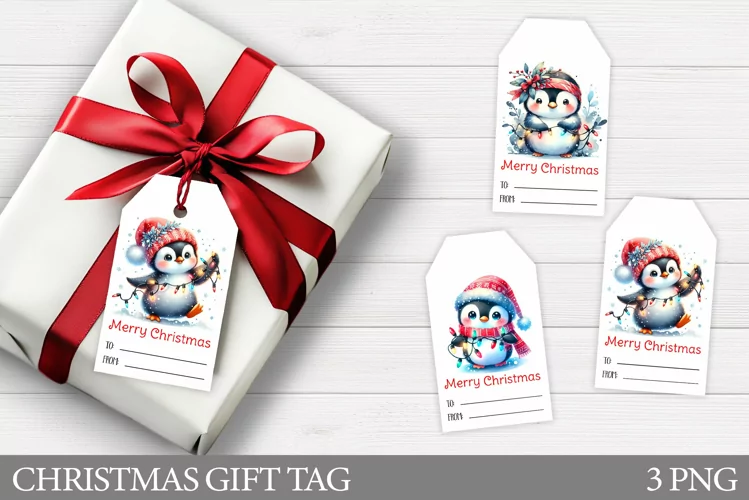 Christmas Gift Tags. Christmas Penguin Gift Tag Printable