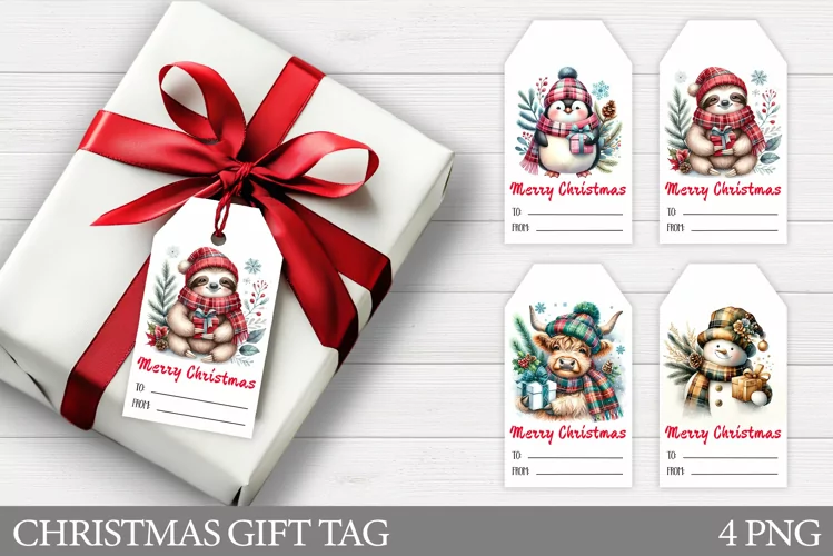 Christmas Gift Tags. Christmas Animals Gift Tag Printable