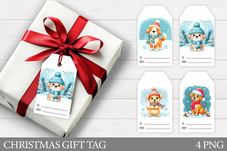 Christmas Gift Tags. Christmas Dog Gift Tag Printable