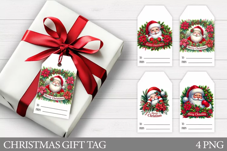 Christmas Gift Tags. Cute Santa Claus Gift Tag Printable
