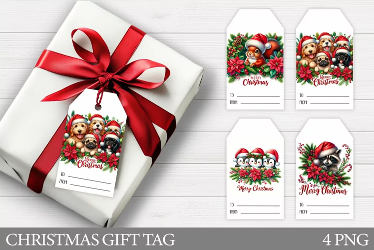 Christmas Gift Tags. Christmas Animals Gift Tag Printable