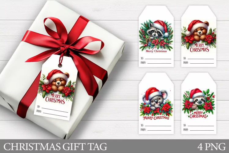 Christmas Gift Tags. Christmas Animals Gift Tag Printable