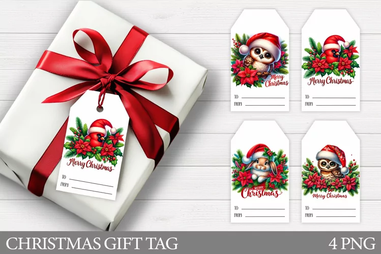Christmas Gift Tags. Christmas Animals Gift Tag Printable