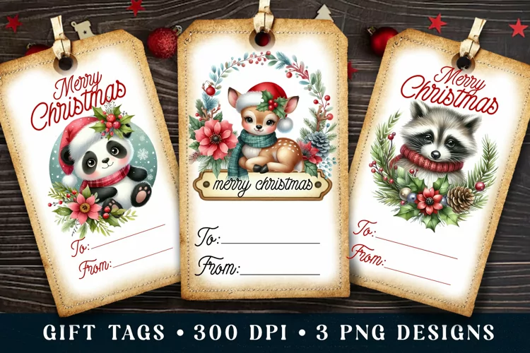 Christmas Gift Tags, Christmas Labels PNG, Christmas Designs