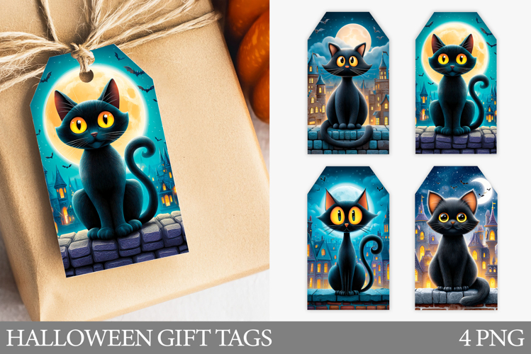Halloween Black Cat Gift Tag. Halloween Gift Tag Printable