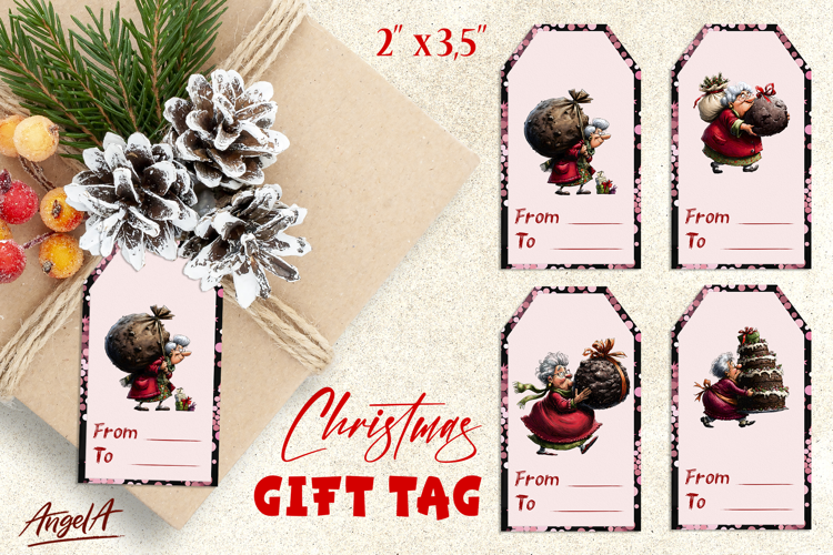 Christmas gift tags, funny elderly lady Sweet chocolate pie