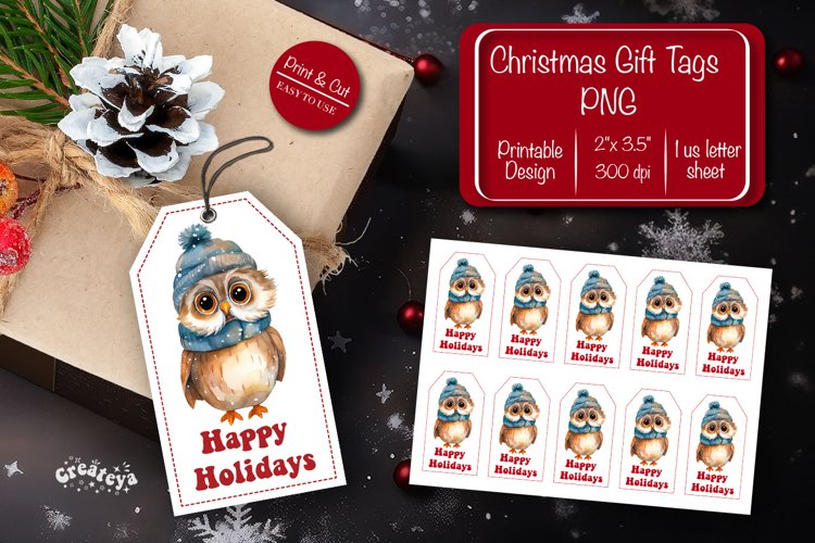 Christmas gift tag printable template Christmas tag PNG example image 1