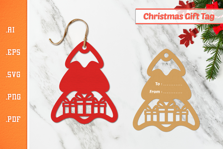 Christmas Tree Gift Tag - Paper Cut SVG 3
