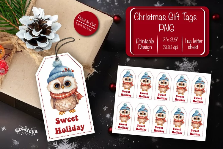 Christmas gift tag printable template Christmas Holiday tag