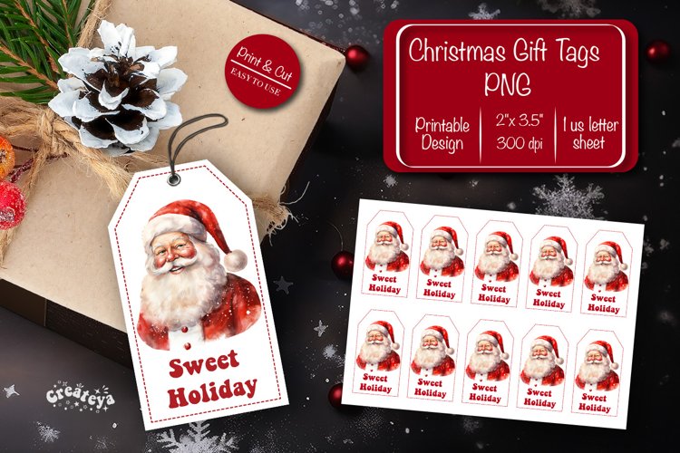 Christmas gift tag printable template Christmas tag Santa example image 1