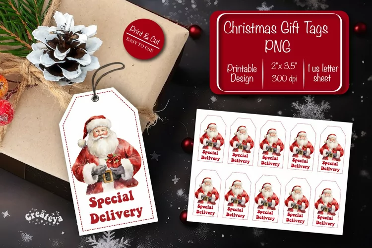 Christmas gift tag printable template Special Delivery Santa