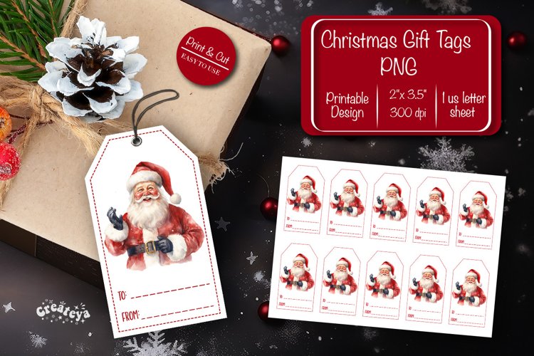 Christmas gift tag printable template Christmas tag Santa example image 1