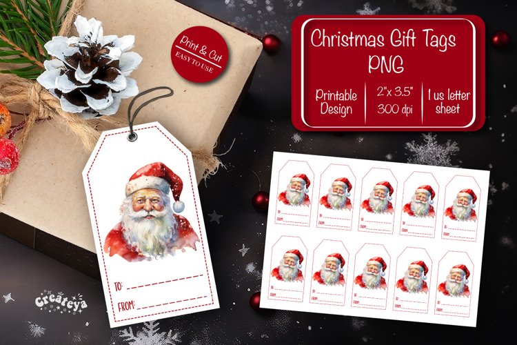 Christmas gift tag printable template Christmas tag Santa