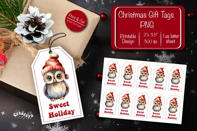 Christmas gift tag printable template Christmas Holiday tag