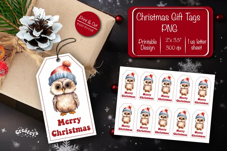 Christmas gift tag printable template Merry Christmas tag