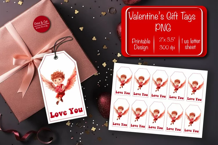Valentine gift tag printable template Valentine Angel Love