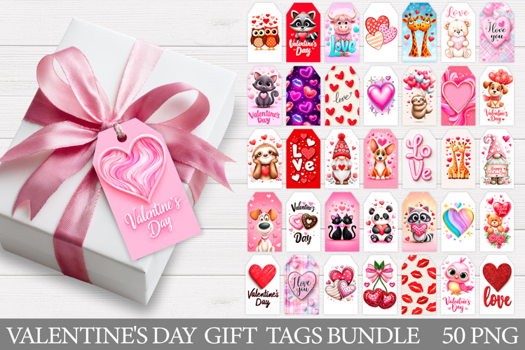 Valentines Day Gift Tag Bundle. Valentines Animals Gift Tags