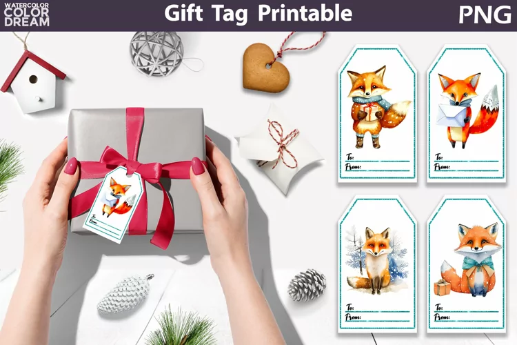 Christmas Gift Tags | Watercolor Fox Gift Tag Printable