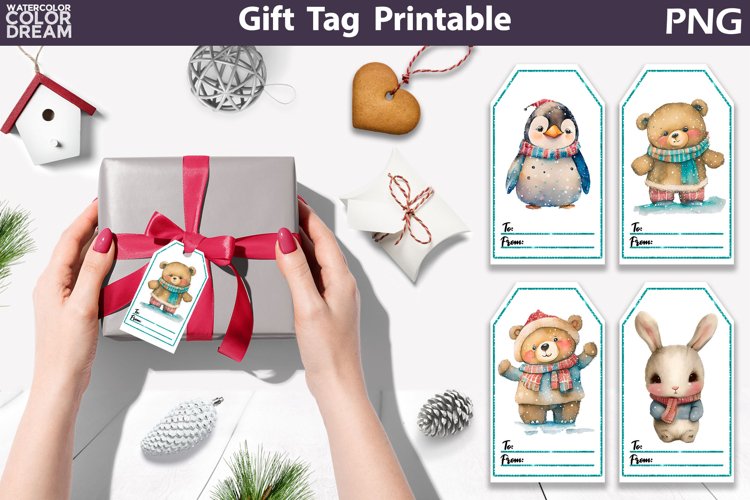 Christmas Gift Tags | Watercolor Animals Gift Tag Printable