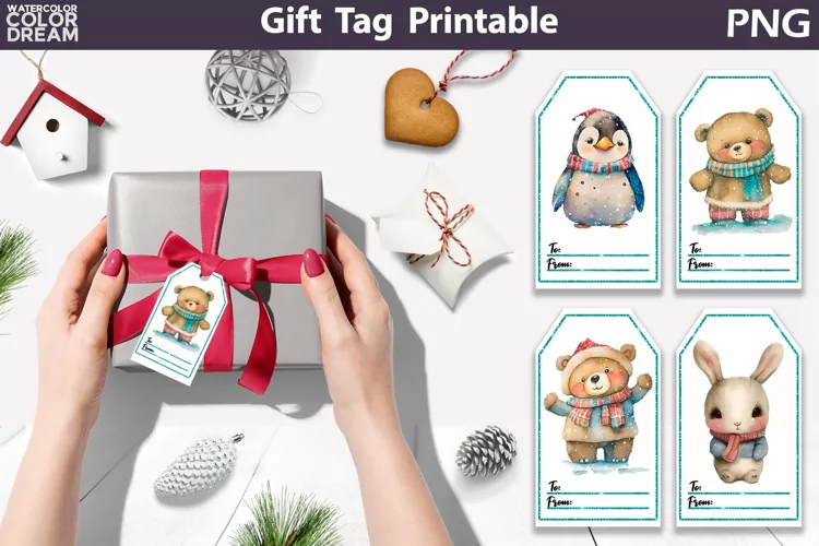 Christmas Gift Tags | Watercolor Animals Gift Tag Printable