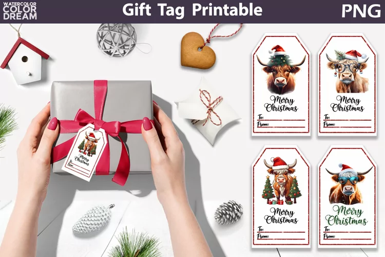 Christmas Gift Tags Printable | Highland Cow Gift Tag