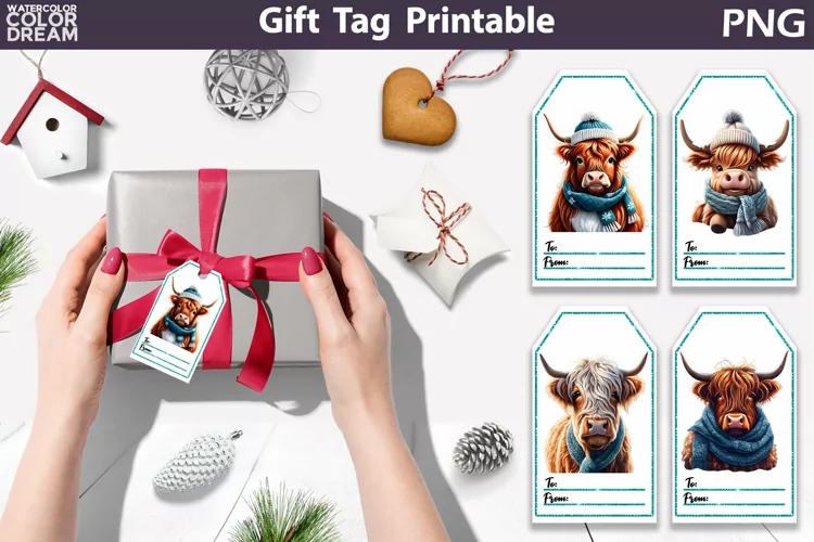 Christmas Gift Tags Printable | Highland Cow Gift Tag