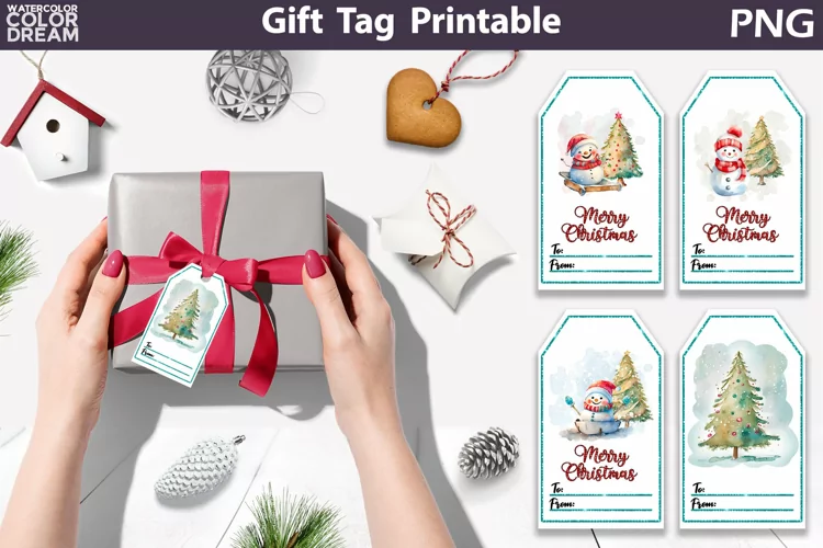 Christmas Gift Tags Printable | Watercolor Snowman Gift Tag