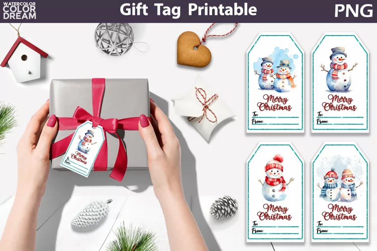 Christmas Gift Tags Printable | Watercolor Snowman Gift Tag