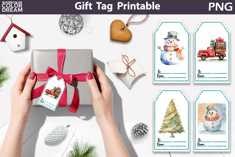 Christmas Gift Tags Printable | Watercolor Snowman Gift Tag