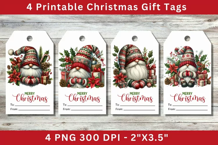 Christmas Gift Tags, gnome