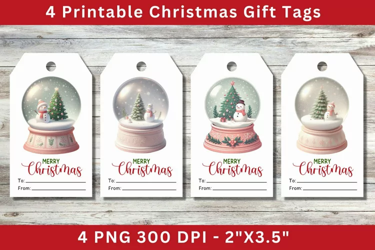 Christmas Gift Tags, snowman in the snowglobe