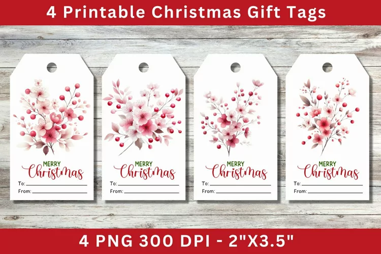 Christmas Gift Tags, cherry blossom pink