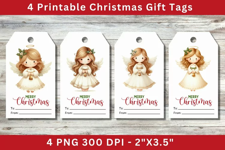 Christmas Gift Tags, girl angel