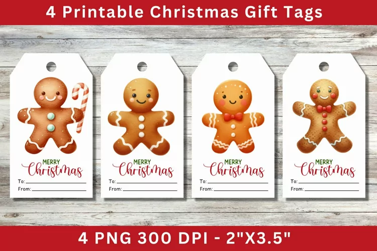 Christmas Gift Tags, gingerbread man