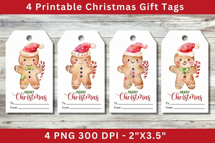 Christmas Gift Tags, gingerbread man
