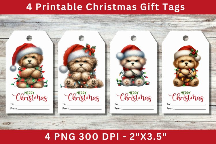 Christmas Gift Tags, grumpy puppy dog