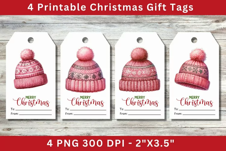 Christmas Gift Tags,knitted hat with pompom