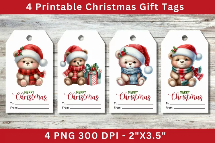 Christmas Gift Tags, cute baby bear