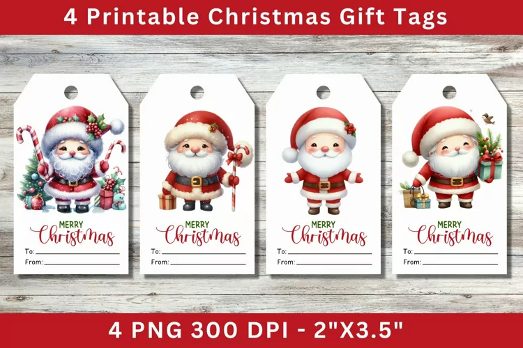 Christmas Gift Tags, cute santa claus